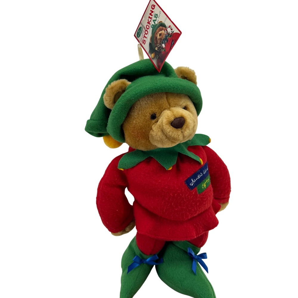 Hallmark Chris the Elf Bear‎ Stocking Holder Plush Christmas Decor Collectible